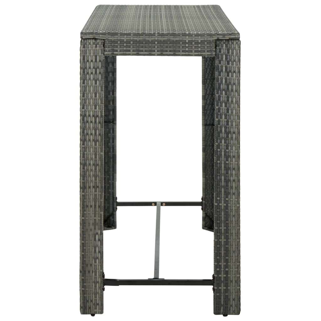 Tavolo Bar da Giardino Grigio 140,5x60,5x110,5 cm in Polyrattan 45878