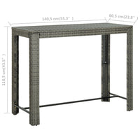 Tavolo Bar da Giardino Grigio 140,5x60,5x110,5 cm in Polyrattan 45878