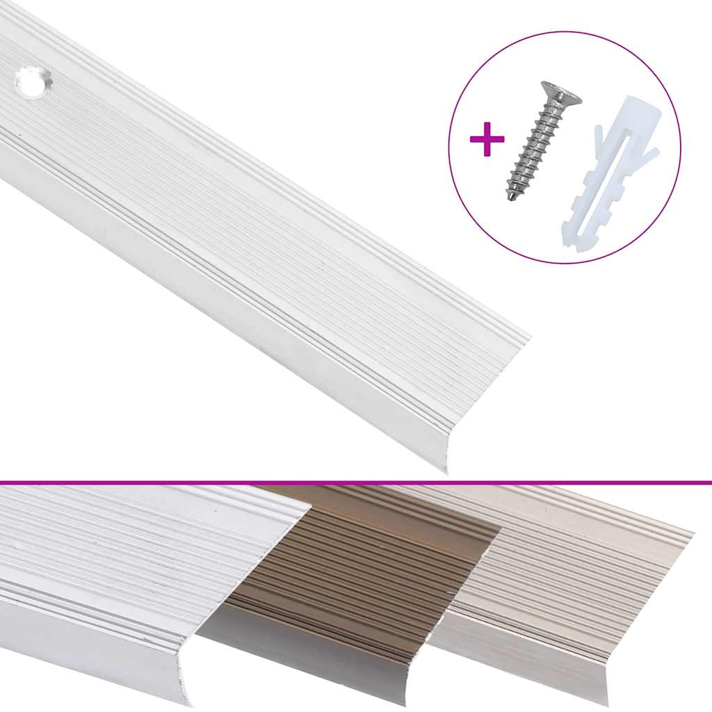 Profili a L per Gradini 5 pz in Alluminio 90 cm Argento 146730