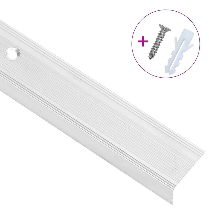 vidaXL Profili a L per Gradini 5 pz in Alluminio 90 cm Argento