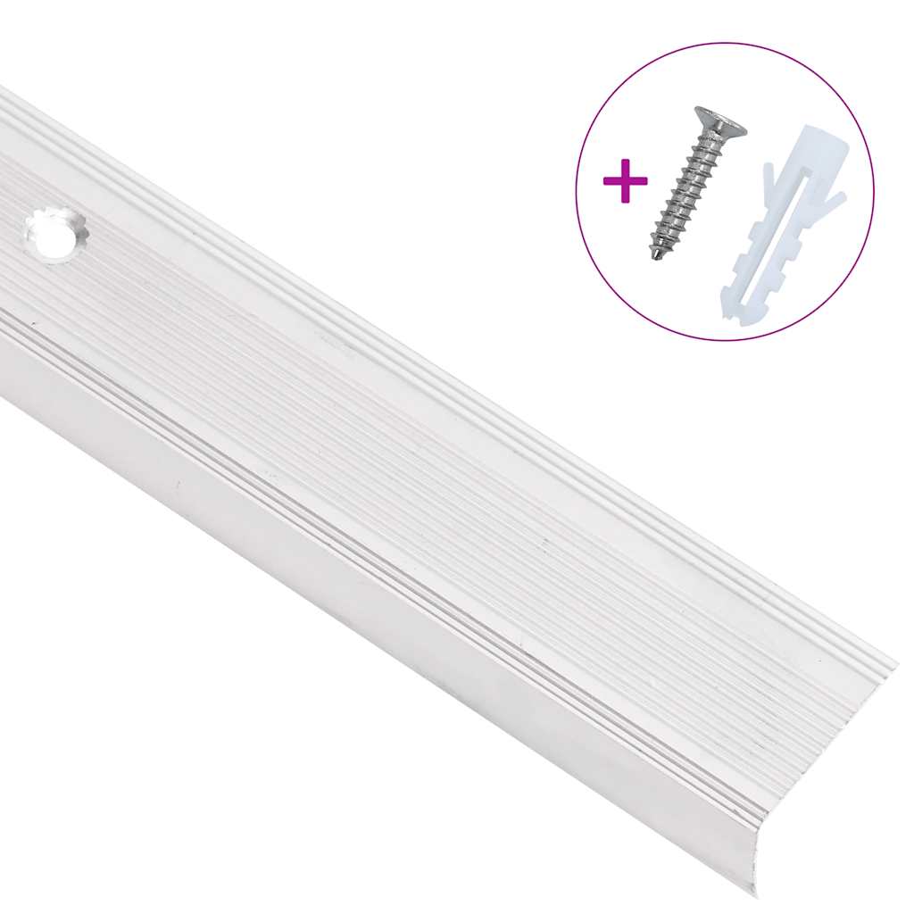 vidaXL Profili a L per Gradini 5 pz in Alluminio 100 cm Argento