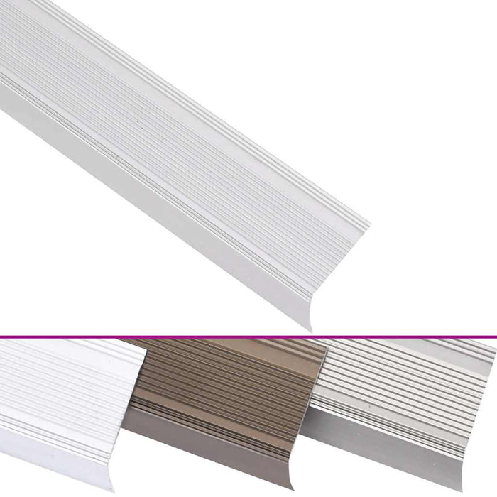 vidaXL Profili a L per Gradini 5 pz in Alluminio 100 cm Argento