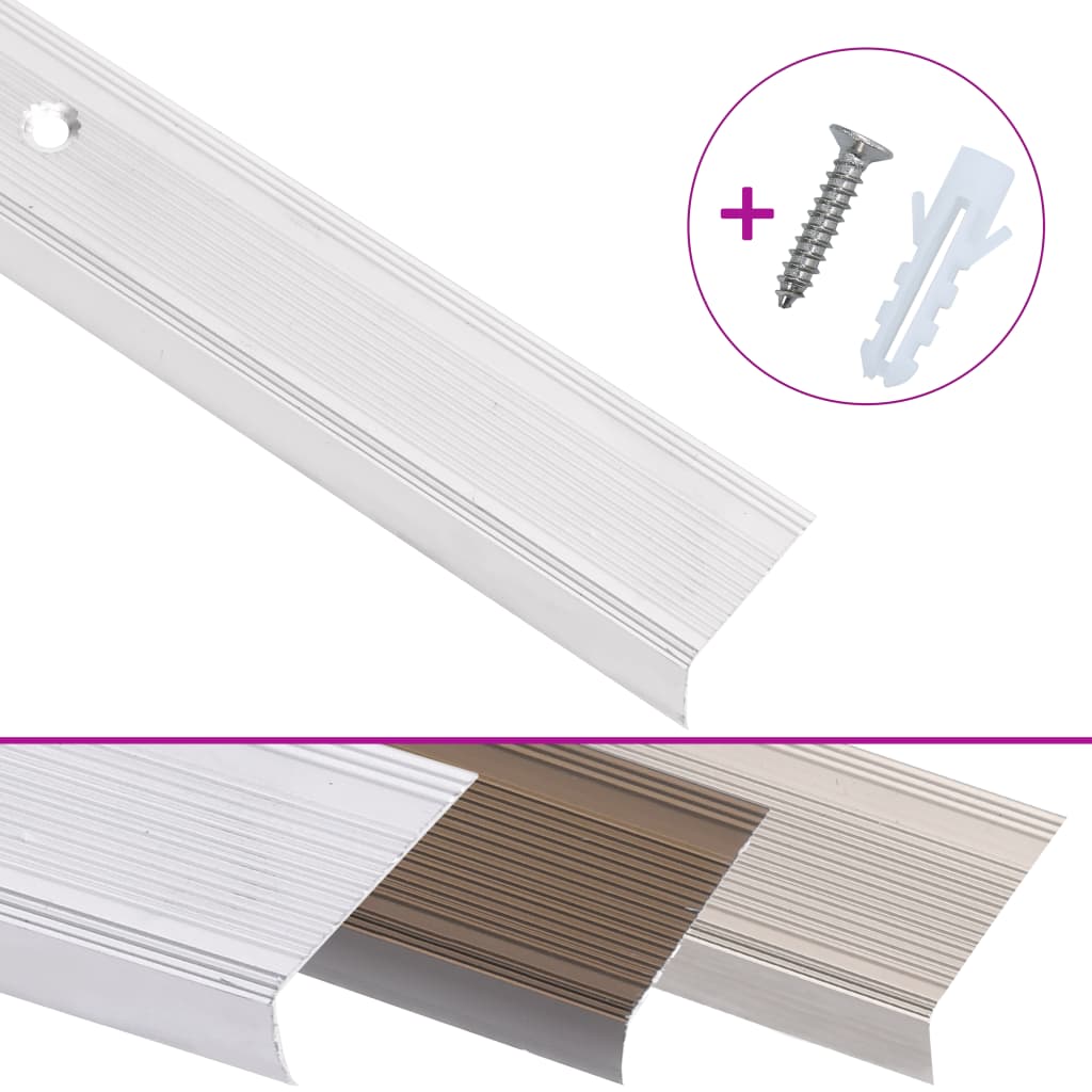 Profili a L per Gradini 10 pz in Alluminio 67 cm Argento 146778