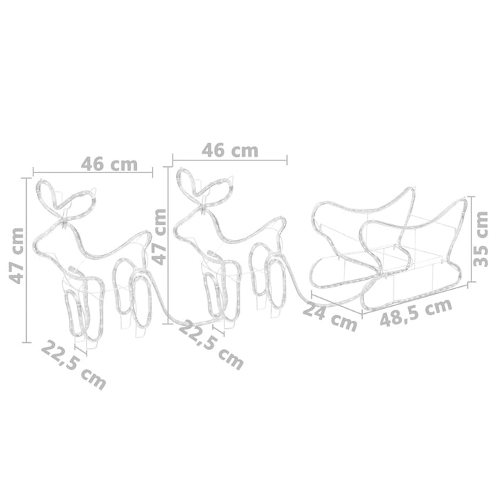 Renne e Slitta Decorazione Natalizia per Esterni 576 LED   cod mxl 37010