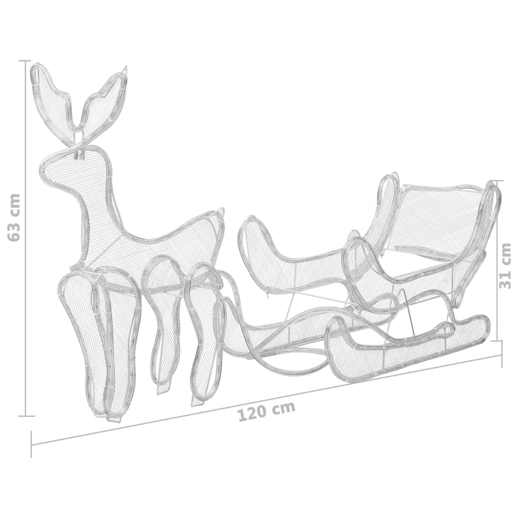 Decorazione Luminosa Natalizia Slitta e Renna con Rete 432 LED 289971