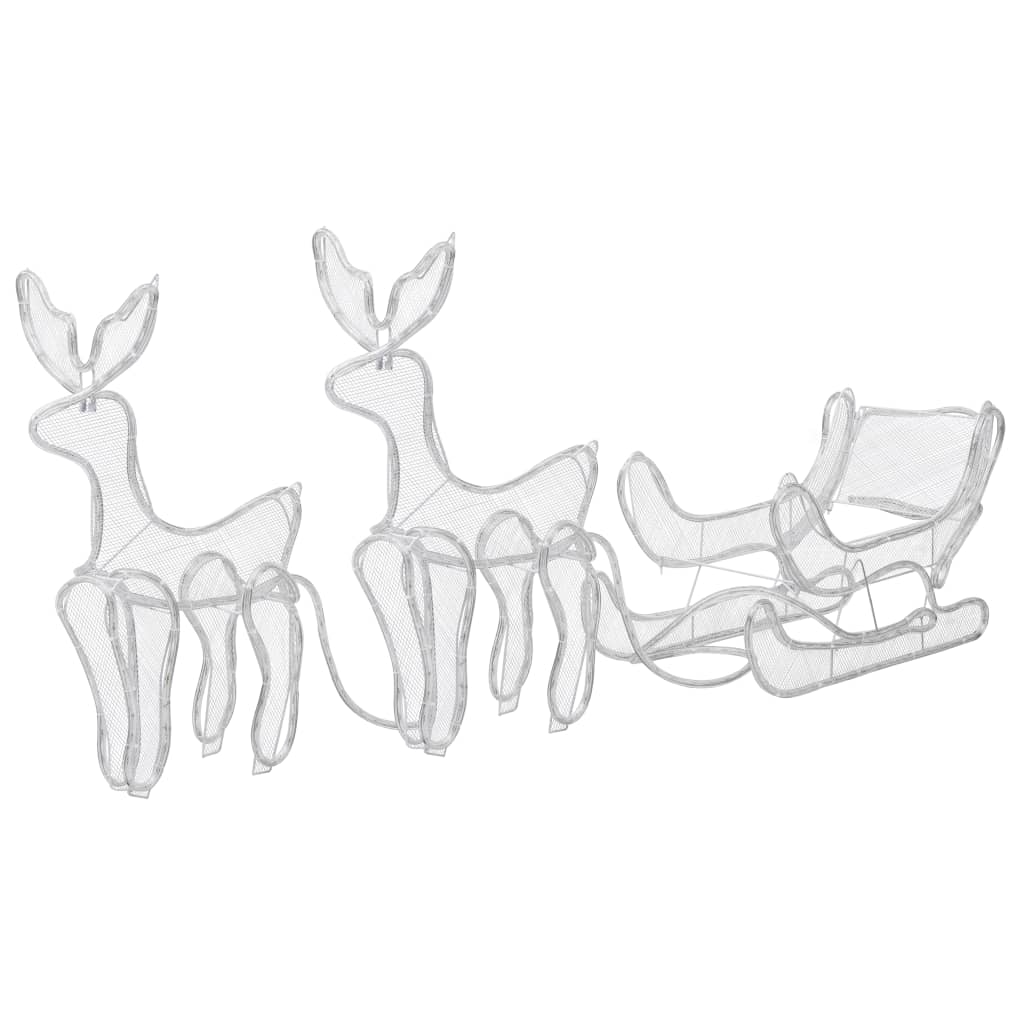 Decorazione Luminosa Natalizia Slitta e 2 Renne in Rete 648 LED 289972