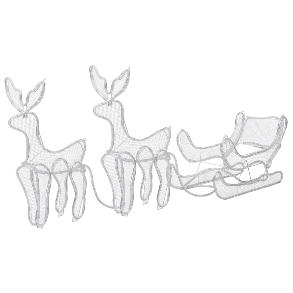 Decorazione Luminosa Natalizia Slitta e 2 Renne in Rete 648 LED 289974