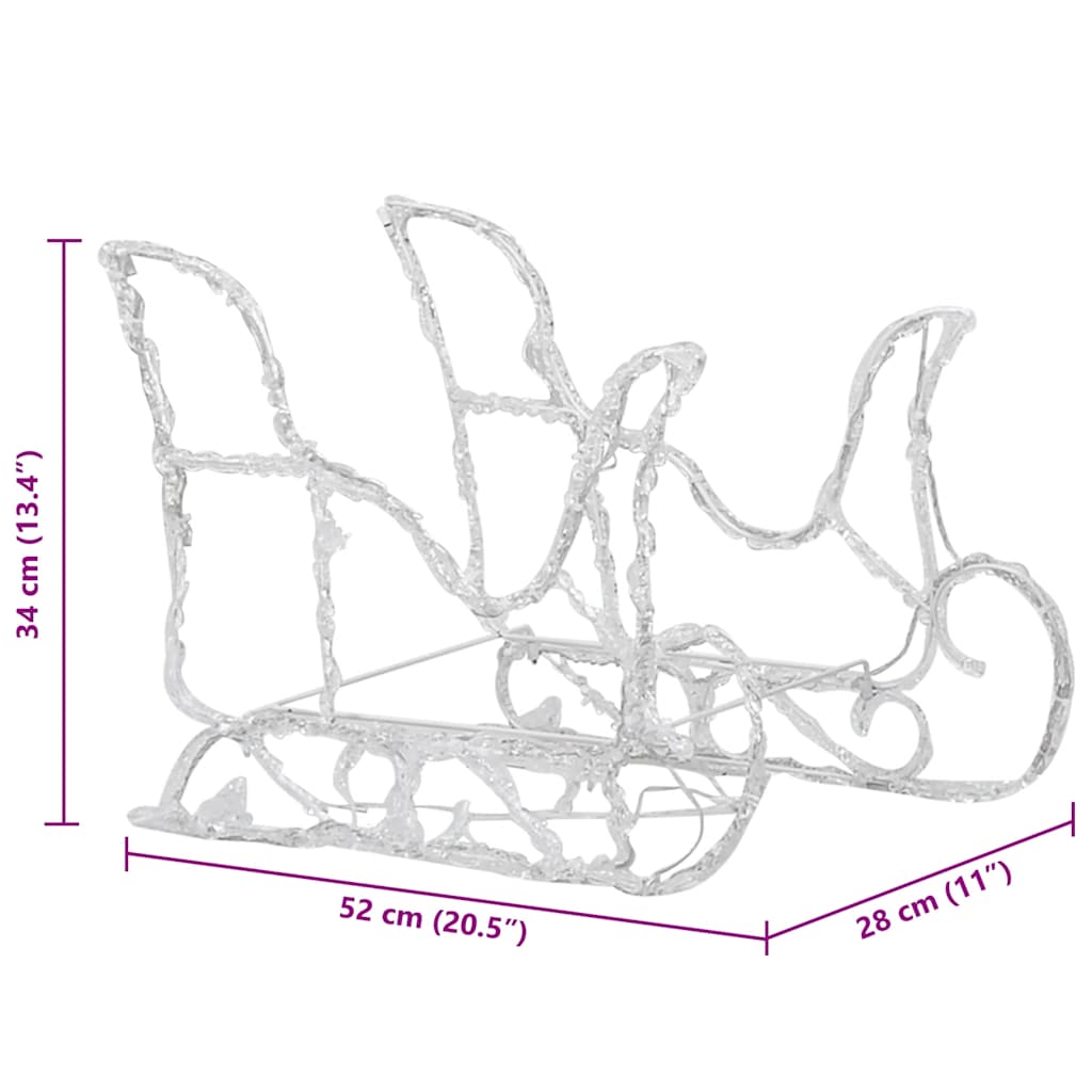 Decorazione Natalizia Renne e Slitta 160 LED 130 cm in Acrilico cod mxl 42188