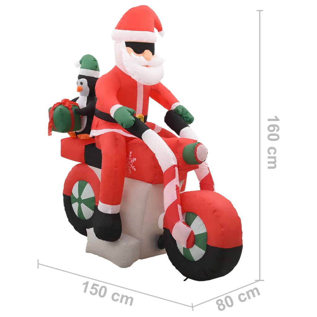 Babbo Natale Gonfiabile sulla Moto LED IP44 160 cm