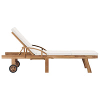Set di 2 sdraio sdraio prendisole lettino da giardino terrazza mobili da esterno con cuscini legno massello di teak crema 02_0012154