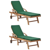 Lettini Prendisole con Cuscini 2 pz in Legno di Teak Verde cod mxl 8688