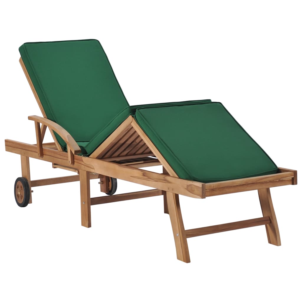 Lettini Prendisole con Cuscini 2 pz in Legno di Teak Verde cod mxl 8688