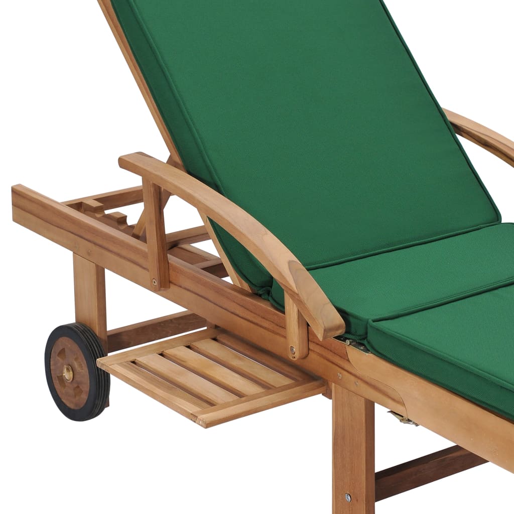 Lettini Prendisole con Cuscini 2 pz in Legno di Teak Verde cod mxl 8688