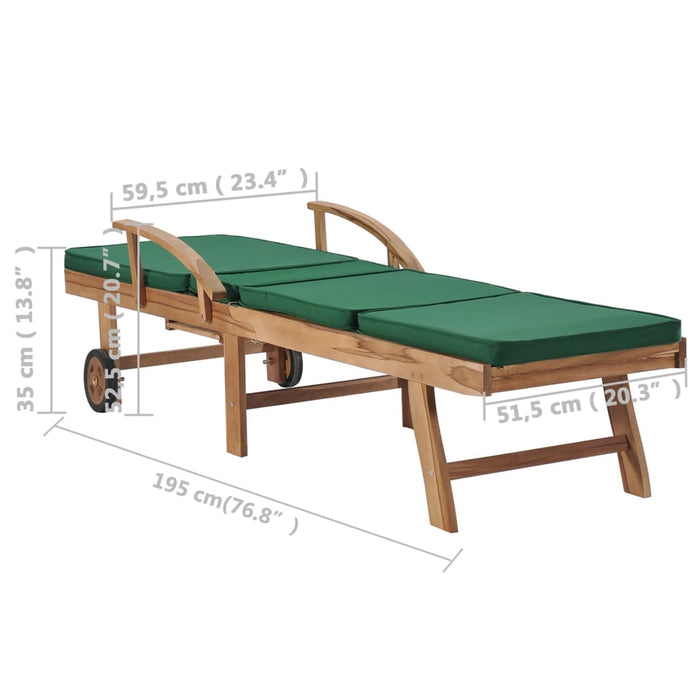 Lettini Prendisole con Cuscini 2 pz in Legno di Teak Verde cod mxl 8688