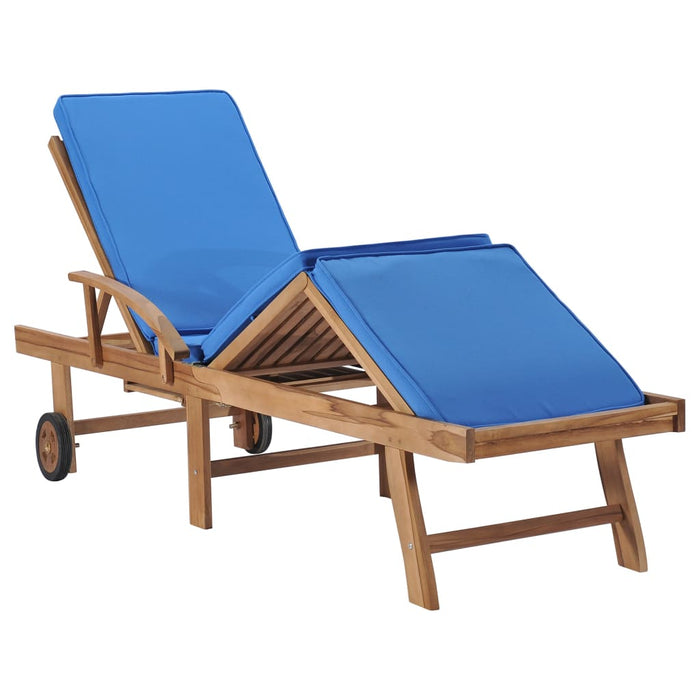 Lettini Prendisole con Cuscini 2 pz in Legno di Teak Blu cod mxl 8699