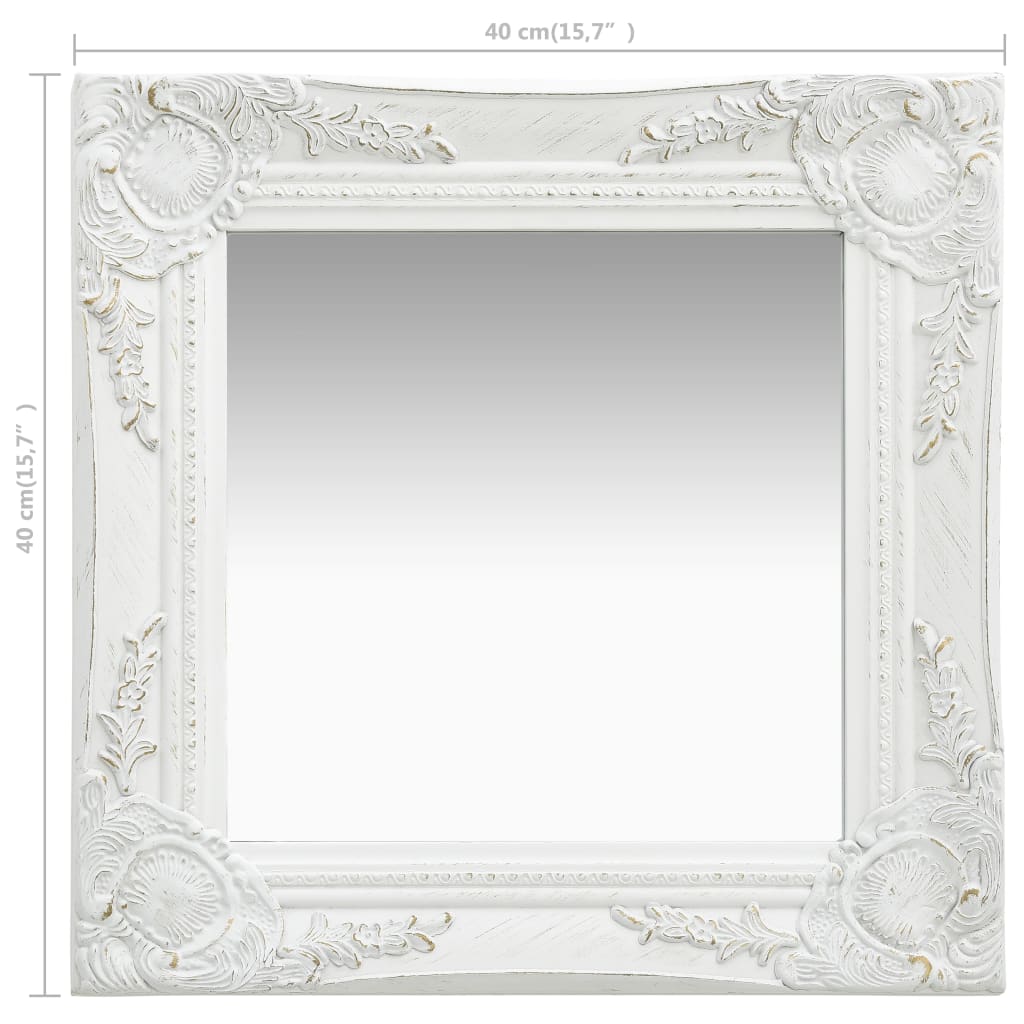 Specchio da Parete Stile Barocco-Specchio a Muro-Specchio Decorativo 40x40 cm Bianco