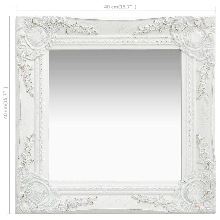 Specchio da Parete Stile Barocco-Specchio a Muro-Specchio Decorativo 40x40 cm Bianco