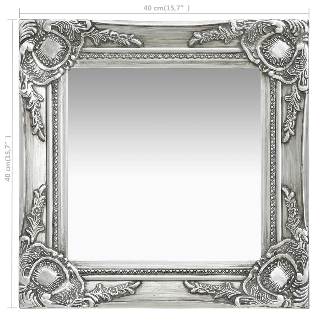 Specchio da Parete Stile Barocco-Specchio a Muro-Specchio Decorativo 40x40 cm Argento