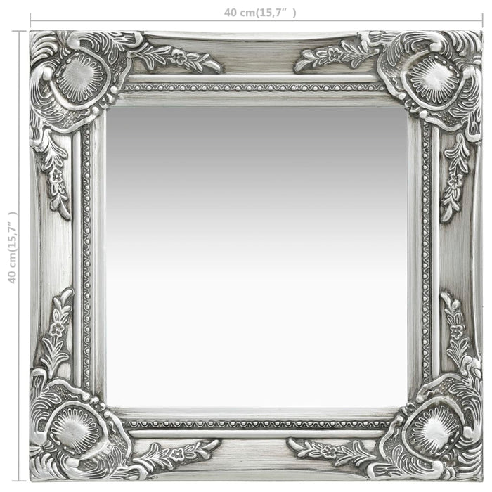 Specchio da Parete Stile Barocco-Specchio a Muro-Specchio Decorativo 40x40 cm Argento