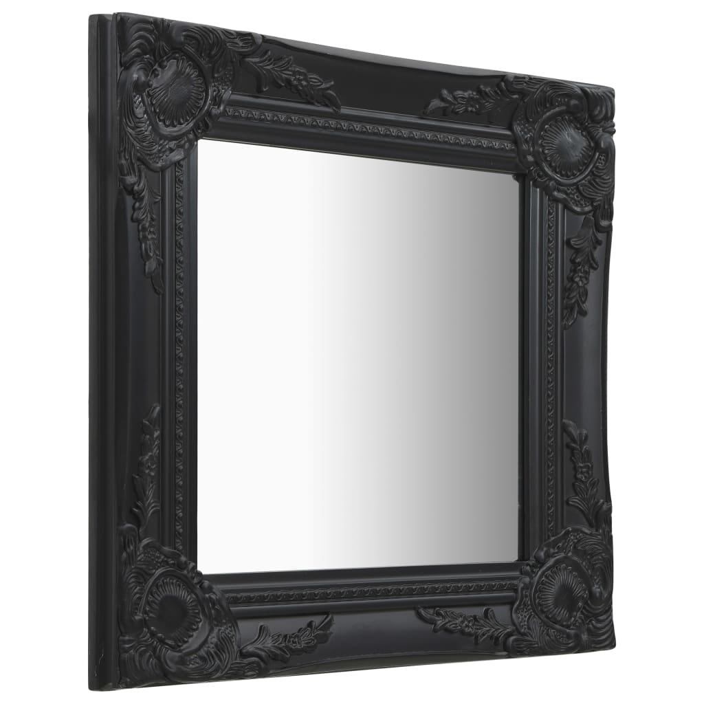 Specchio da Parete Stile Barocco 40x40 cm Nero 320307