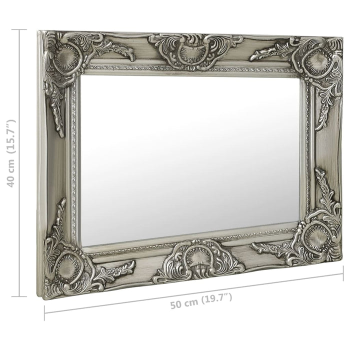 Specchio da Parete Stile Barocco-Specchio a Muro-Specchio Decorativo 50x40 cm Argento