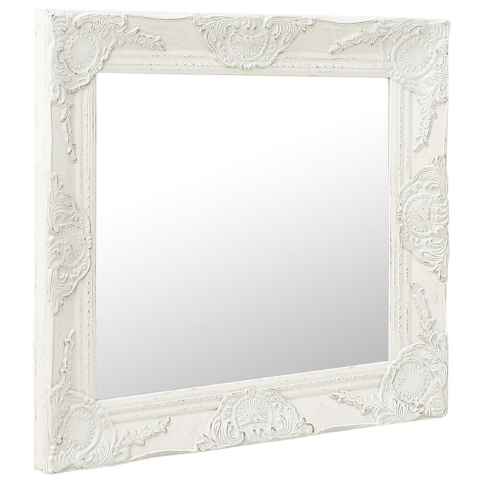 Specchio da Parete Stile Barocco 50x50 cm Bianco 320312