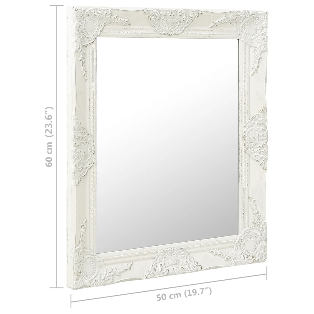 Specchio da Parete Stile Barocco 50x60 cm Bianco 320316