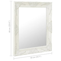 Specchio da Parete Stile Barocco-Specchio a Muro-Specchio Decorativo 50x60 cm Bianco 296246
