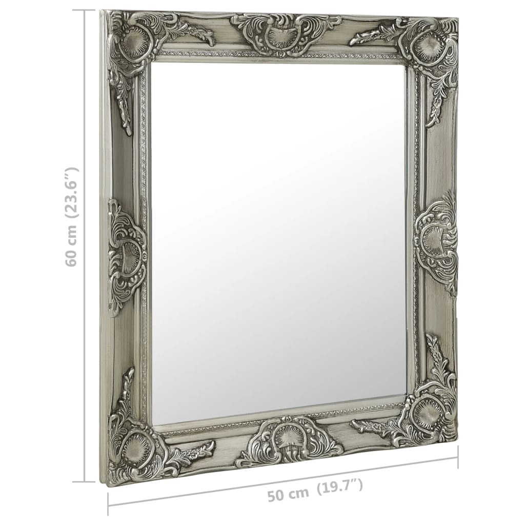 Specchio da Parete Stile Barocco 50x60 cm Argento cod mxl 42453