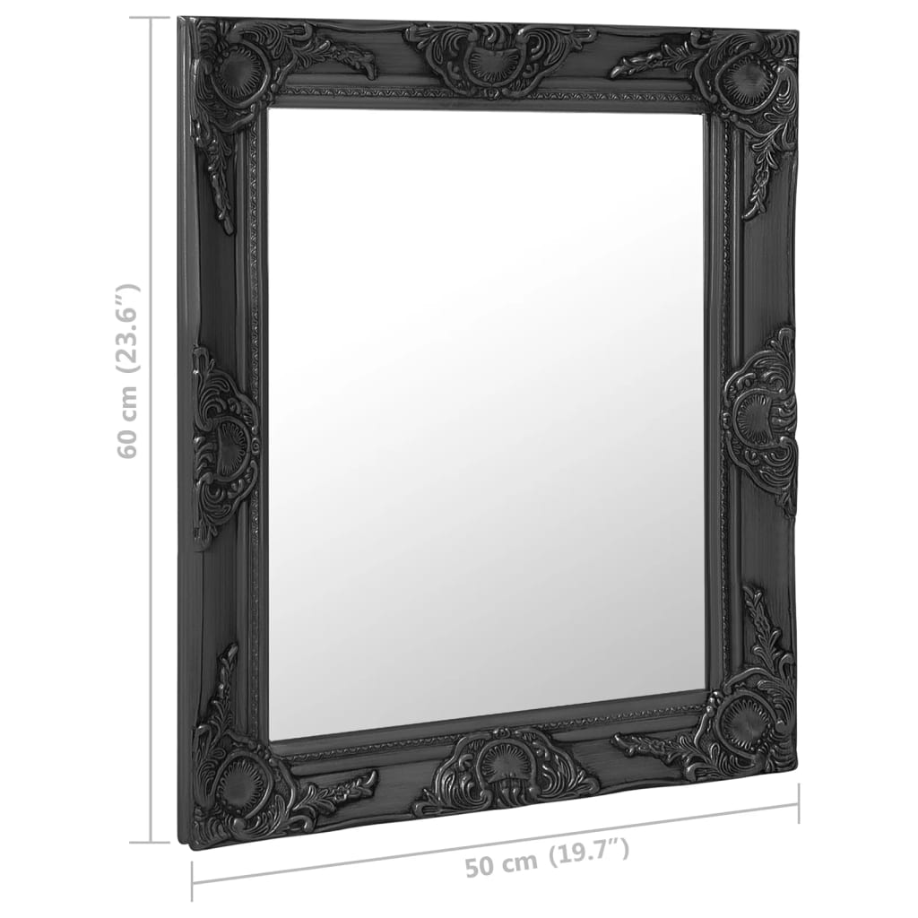 Specchio da Parete Stile Barocco-Specchio a Muro-Specchio Decorativo 50x60 cm Nero 523400