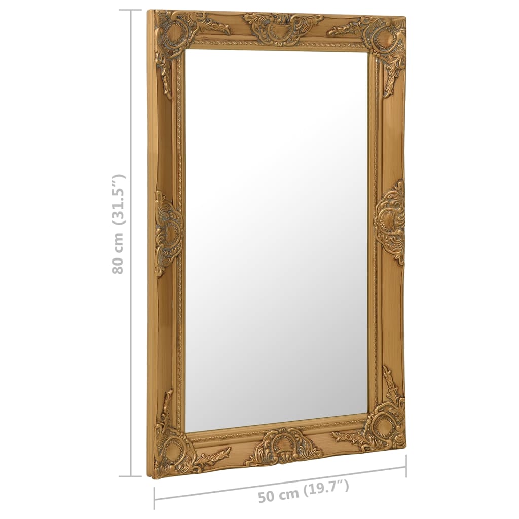 Specchio da Parete Stile Barocco 50x80 cm Oro 320321