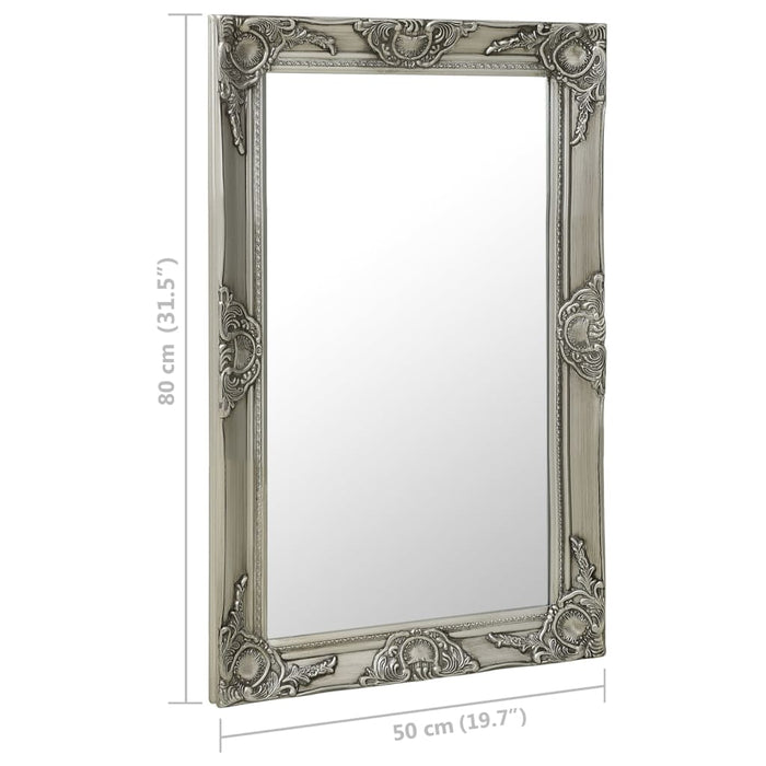 Specchio da Parete Stile Barocco 50x80 cm Argento 320322