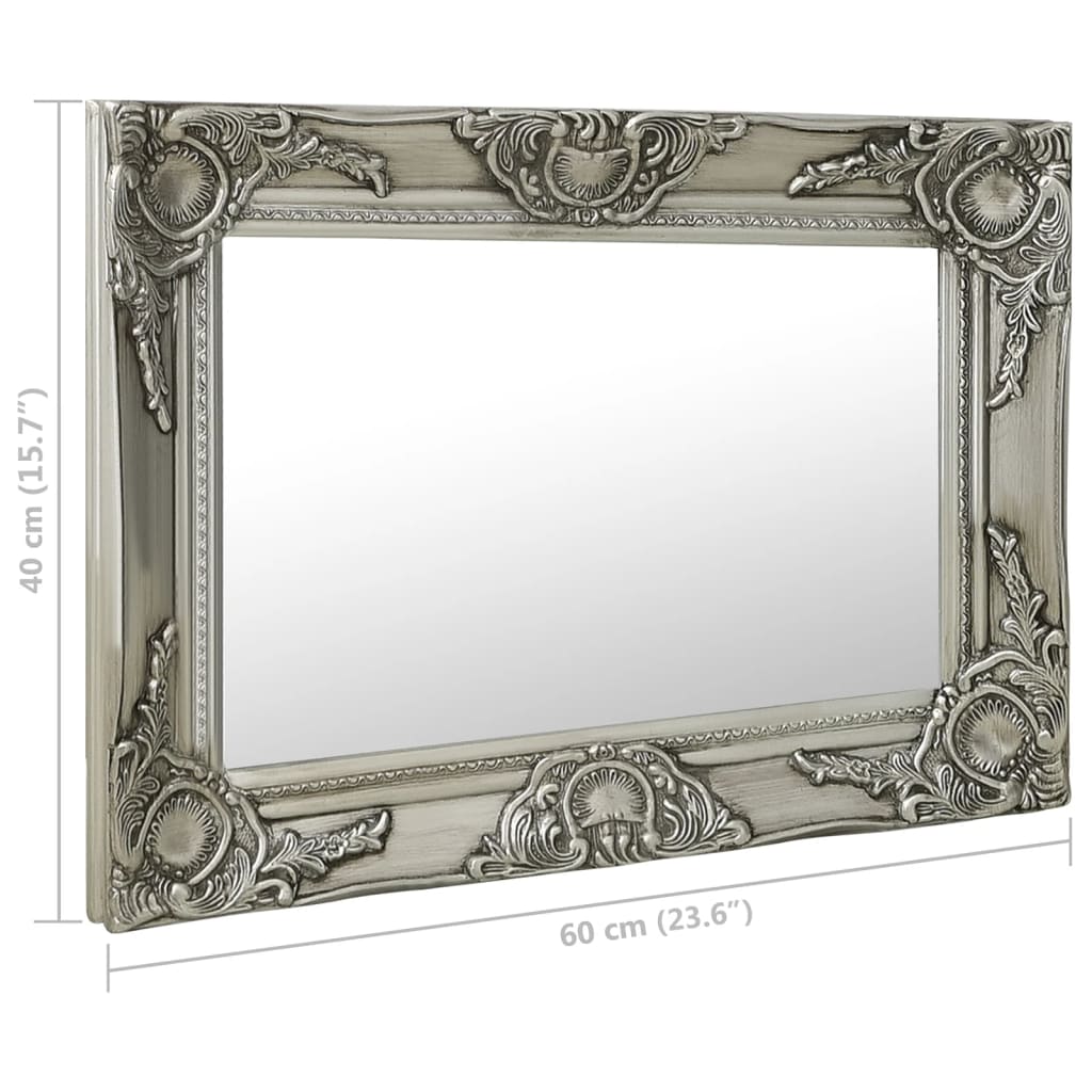 Specchio da Parete Stile Barocco-Specchio a Muro-Specchio Decorativo 60x40 cm Argento
