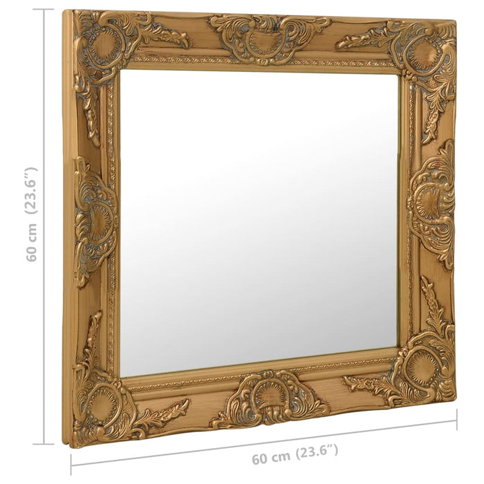 Specchio da Parete Stile Barocco-Specchio a Muro-Specchio Decorativo 60x60 cm Oro