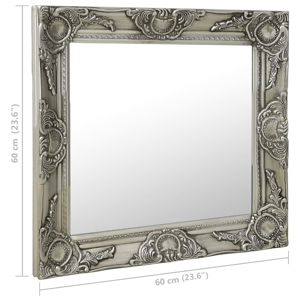 Specchio da Parete Stile Barocco-Specchio a Muro-Specchio Decorativo 60x60 cm Argento
