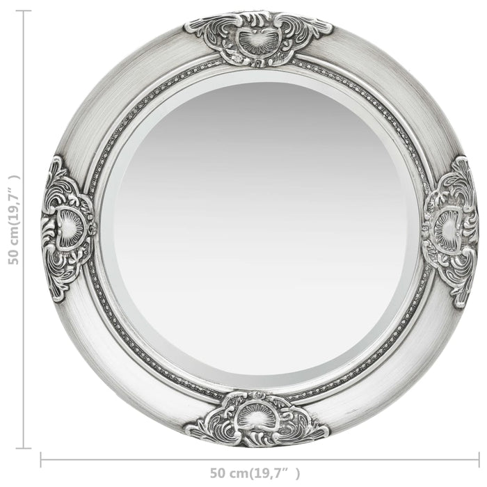 Specchio da Parete Stile Barocco-Specchio a Muro-Specchio Decorativo 50 cm Argento