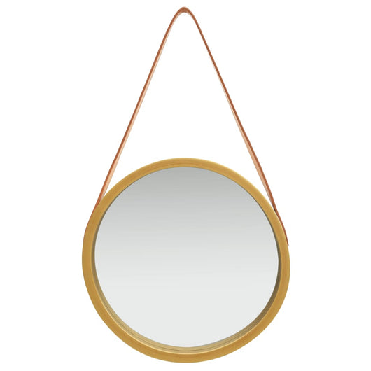 Specchio da Parete con Cinghia-Specchio a Muro-Specchio Decorativo 40 cm Oro
