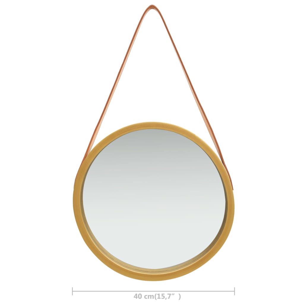 Specchio da Parete con Cinghia-Specchio a Muro-Specchio Decorativo 40 cm Oro