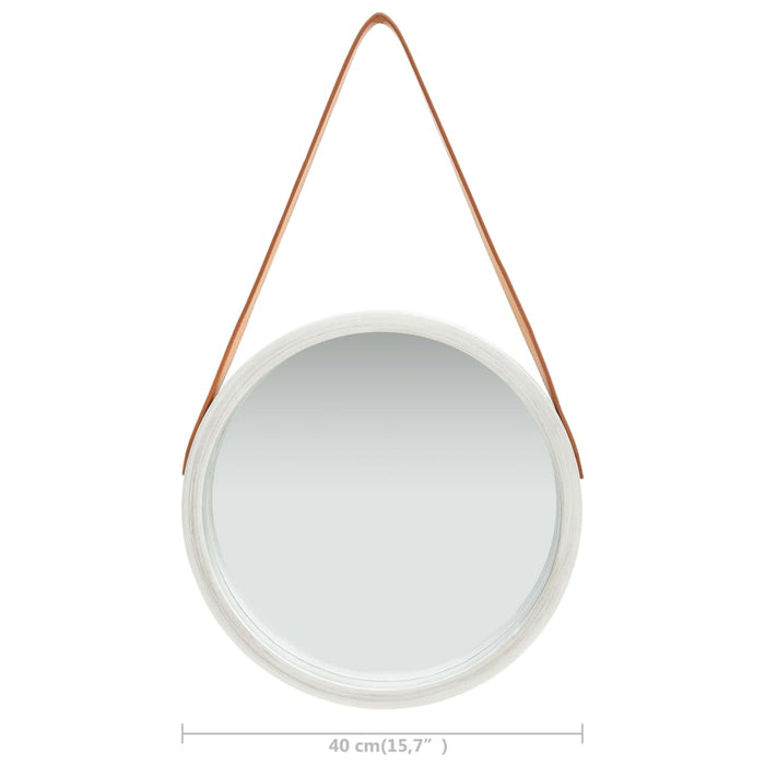Specchio da Parete con Cinghia-Specchio a Muro-Specchio Decorativo 40 cm Argento