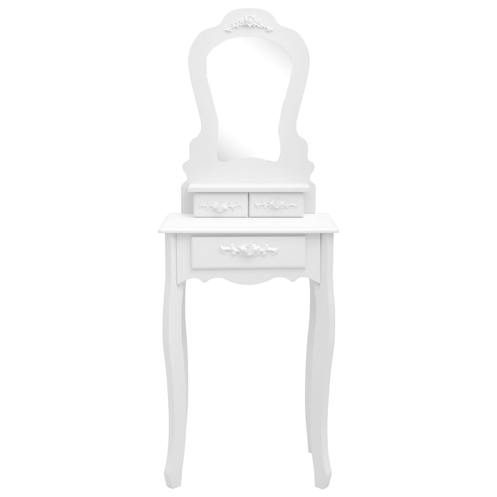 Tavolo da Trucco e Sgabello Bianco 50x59x136 cm Legno Paulownia 289310