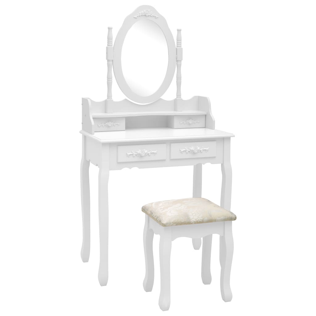 Set da toeletta con sgabello 75 x 69 x 140 cm bianco 02_0006379