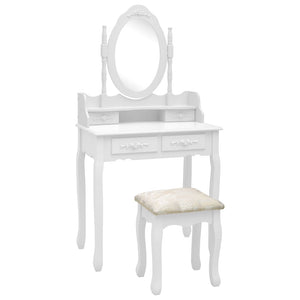 Set da toeletta con sgabello 75 x 69 x 140 cm bianco 02_0006379