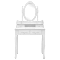 Set da toeletta con sgabello 75 x 69 x 140 cm bianco 02_0006379