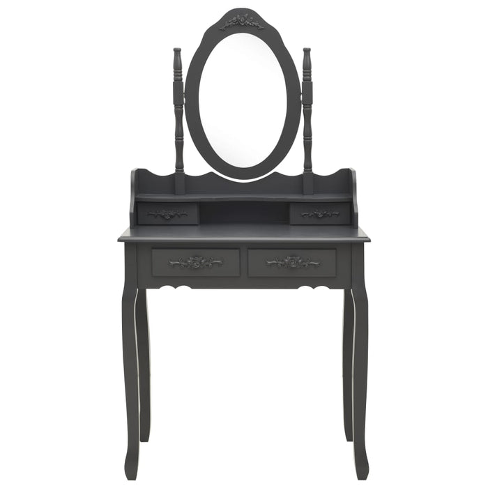 Tavolo da Trucco e Sgabello Grigio 75x69x140 cm Legno Paulownia 289317