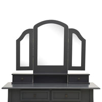 Tavolo da Trucco e Sgabello Grigio 100x40x146cm Legno Paulownia 289325