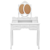 Tavolo da Trucco con Sgabello e Specchio Pieghevole in 3 Bianco 289326