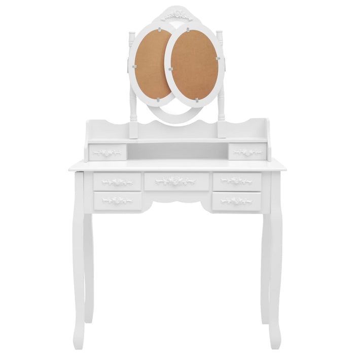 Tavolo da Trucco con Sgabello e Specchio Pieghevole in 3 Bianco 289326