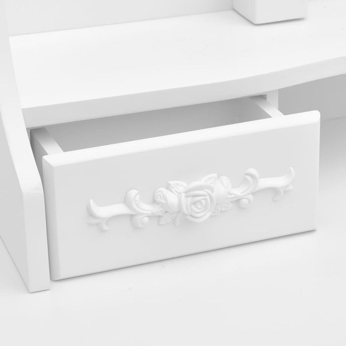 Tavolo da Trucco con Sgabello e Specchio Pieghevole in 3 Bianco 289326