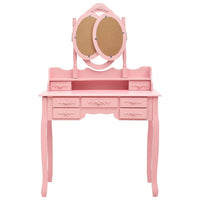 Toletta con sgabello e specchio 90 x 40 x 146 cm pieghevole in 3 rosa 02_0006327