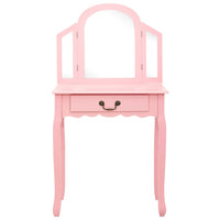 Toeletta e sgabello 65 x 36 x 128 cm legno MDF rosa 02_0006382